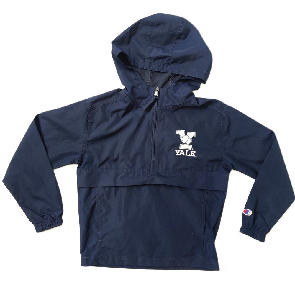 Champion Yale Bulldogs Women’s Small Navy Cropped Hooded Windbreaker Anorak